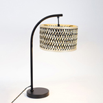 TABLE LAMP,  WITH 2 TONES COLOUR BAMBOO SHADE, METAL-ΒΑΜΒΟΟ,  BLACK- BROWN-NATURAL, 18x55cm