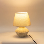 TABLE LAMP, WITH LINEN  SHADE, METAL- CERAMIC, WHITE- NATURAL, 20x39,5cm
