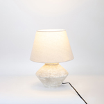 TABLE LAMP, WITH LINEN  SHADE, METAL- CERAMIC, WHITE- NATURAL, 20x39,5cm