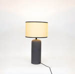 TABLE LAMP, WITH LINEN  SHADE, METAL- CERAMIC, BLACK-WHITE- DARK  BEIGE, 13.5x56cm