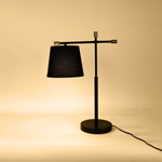 TABLE LAMP,  WITH  BLACK  TC SHADE, METAL- TC FABRIC, BLACK- ANTIQUE BRASS, 18x54,5cm