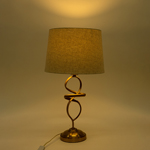 TABLE LAMP, WITH  LINEN  SHADE,METAL, GOLD-WHITE, 60x33cm