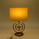 TABLE LAMP, WITH  LINEN  SHADE, METAL, GOLD-BEIGE, 46x20cm