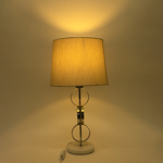 TABLE LAMP,  WITH  LINEN  SHADE, MARBLE- METAL, WHITE- SILVER- GREY, 60x33cm