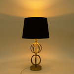 TABLE LAMP, WITH  LINEN  SHADE, METAL, GOLD-BLACK, 57x30cm
