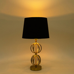 TABLE LAMP, WITH  LINEN  SHADE, METAL, GOLD-BLACK, 57x30cm