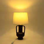 TABLE LAMP,  WITH  LINEN SHADE, METAL, JUG SHAPE,WHITE, 42x28cm