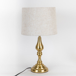 TABLE LAMP,  WITH  LINEN SHADE,  METAL,  GOLD-BEIGE, 28x49cm