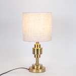 TABLE LAMP,  WITH  LINEN SHADE,  METAL,  GOLD-BEIGE, 24x49cm