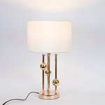 TABLE LAMP,  WITH  LINEN SHADE,  METAL,  GOLD-BEIGE, 30x52.5cm