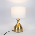TABLE LAMP,  WITH  LINEN  SHADE, METAL, GOLD-WHITE, 28x47cm