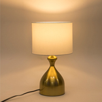 TABLE LAMP,  WITH  LINEN  SHADE, METAL, GOLD-WHITE, 28x47cm