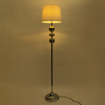 FLOOR LAMP, WITH  LINEN SHADE,  METAL, SILVER-WHITE, 163x35cm