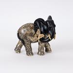 TABLE DECORATION, ELEPHANT WITH BUTTERFLY,POLYRESIN, BLACK & GOLD, 19x11x17cm