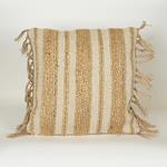 CUSHION,  WITH FILLER,  JUTE  WITH  FRINGES,  NATURAL-BEIGE, 45x45cm