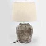 TABLE LAMP, WITH BEIGE SHADE, CERAMIC, LIGHT BROWN, 20x47cm