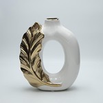 ΒΑΖΟ ΦΥΛΛΟ ΛΕΥΚΟ - ΧΡΥΣΟ ΚΕΡΑΜΙΚΟ 20x8x25.5cm