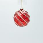 GLASS BALL, TRANSPARENT RED WITH GOLD GLITTER, SET 4PCS, 10cm