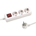 SOCKET 3 SCHUKO HOLES CABLE 3X1,5mm EXTENSION 1,5m WITH SWITCH & SHUTTER PROTECTION
