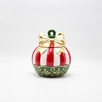 COOKIE JAR, CHRISTMAS CANDY BALL WITH GOLD BOW, DECORATIVE, 18.5x21.5cm