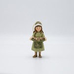 POLYRESIN HANGING ORNAMENT. GIRL, GREEN WITH BASKET WITH FRUITS, 5.5x12cm