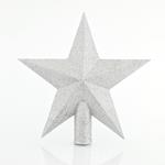 PLASTIC TOP TREE, SILVER STAR, WITH GLITTER, 20,5cm