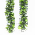 TINSEL GARLAND WITH LEAF 2m x 9cm NATURAL GREEN