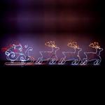 SANTA WITH SLEIGH AND 3 REINDEERS, 25m LED ROPE LIGHT, 2-WAY, WITH PROGRAM, 500x120cm, IP44