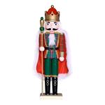 NUTCRACKER, RED-GREEN, WITH CAPE, WITH SCEPTER, 38cm