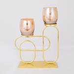 CANDLE HOLDER WITH AMBER GLASS CUP, METAL, GOLD, 2 POSITIONS, 23x7.5x31.5cm
