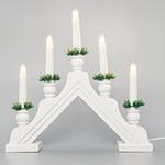 WHITE WOODEN CANDLESTICK, 230V, WITH 5 WHITE CANDLES, WARM WHITE, 32x4,8x32,5cm
