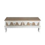 COFFE TABLE, WOODEN, WHITE & BROWN, 2 DRAWERS, 120Χ60Χ50CM