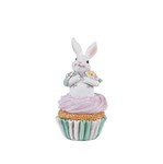 ΠΑΣΧΑΛΙΝΟΣ ΛΑΓΟΣ ΠΟΛΥΡΕΖΙΝ ΜΕ ΠΟΛΥΧΡΩΜΑ ΛΟΥΛΟΥΔΙΑ ΠΑΝΩ ΣΕ ΚΕΙΚ ΛΕΥΚΟΣ 7.5x7.5x14.5cm