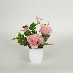 MIX FLOWERS IN A POT, WHITE-PINK, 17cm