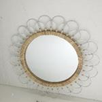 MIRROR, METAL-WOOD, NATURAL-WHITE, 92x3.5x92cm