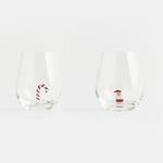 GLASS, WITH CANDY CANE AND SNOWMAN INSIDE, SET 2PCS