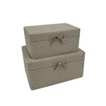 S/2 DECORATIVE BOX, WOODEN, GREY, 22x16x12, 20x12x9.5cm