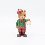 POLYRESIN DECORATIVE, VINTAGE BEAR WITH GREEN CHECKERED SHIRT, 7x12.5cm