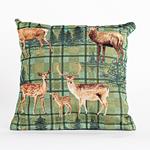PILLOW, GREEN WITH REINDEERS, 45x45cm