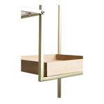 SHELVING UNIT METAL GOLD-NATURAL-GLASS 6 SHELVES 69x30.5x175.5cm