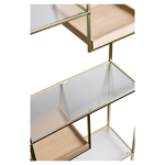 SHELVING UNIT METAL GOLD-NATURAL-GLASS 6 SHELVES 69x30.5x175.5cm