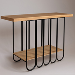 CONSOLE, METAL-WOOD, NATURAL-BLACK, 120x40x78cm