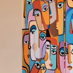 FOLDING SCREEN CANVAS PRINT COLORFUL FACES COLORFUL 120x2.5x180cm
