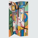 FOLDING SCREEN CANVAS PRINT COLORFUL FACES COLORFUL 120x2.5x180cm