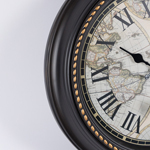 WALL CLOCK PLASTIC ANTIQUE GLOBE BLACK - BEIGE 40x40x4.5cm