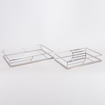 S/2 TRAY METAL WITH MIRROR SILVER 35x25x5cm / 30.5x20.5x5cm