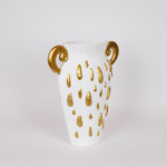 VASE CERAMIC WHITE-GOLD 33.5x15.2x37.5cm