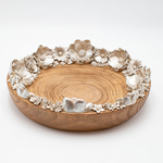DECORATIVE PLATE FLOWERS POLYRESIN-WOOD NATURAL-SILVER 29.3x29.3x7cm