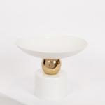 BOWL WITH METAL BASE GOLD  -WHITE 33x15x26cm