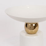 BOWL WITH METAL BASE GOLD  -WHITE 33x15x26cm
